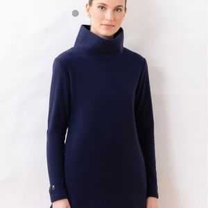Dudley Stephens Cobble Hill navy vello fleece turtleneck - small